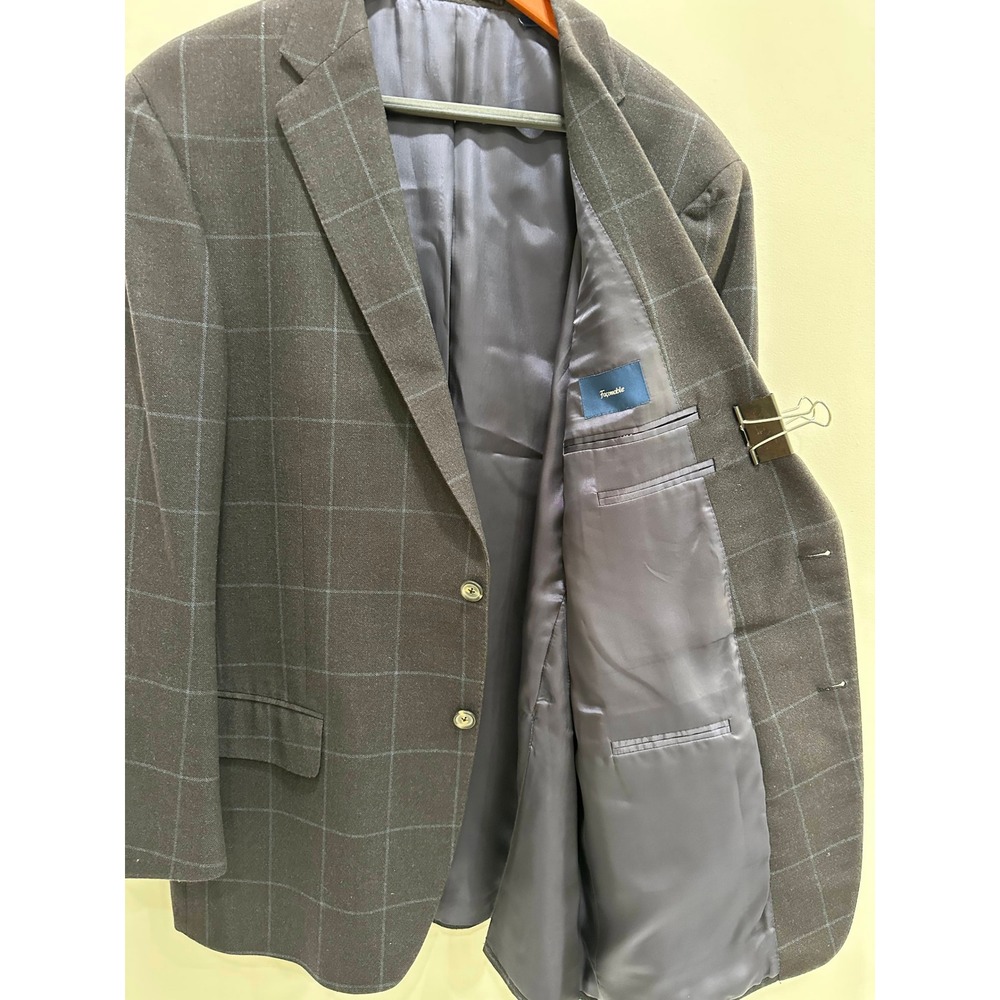 Faconnable Mens Windowpane Wool Cotton Sport Coat Blazer Brown 38 R MJ0236 QU024